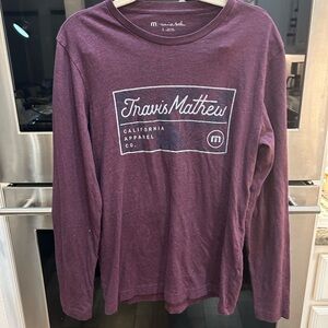 Travis Mathew Men's Burgundy Long Sleeve Shirt